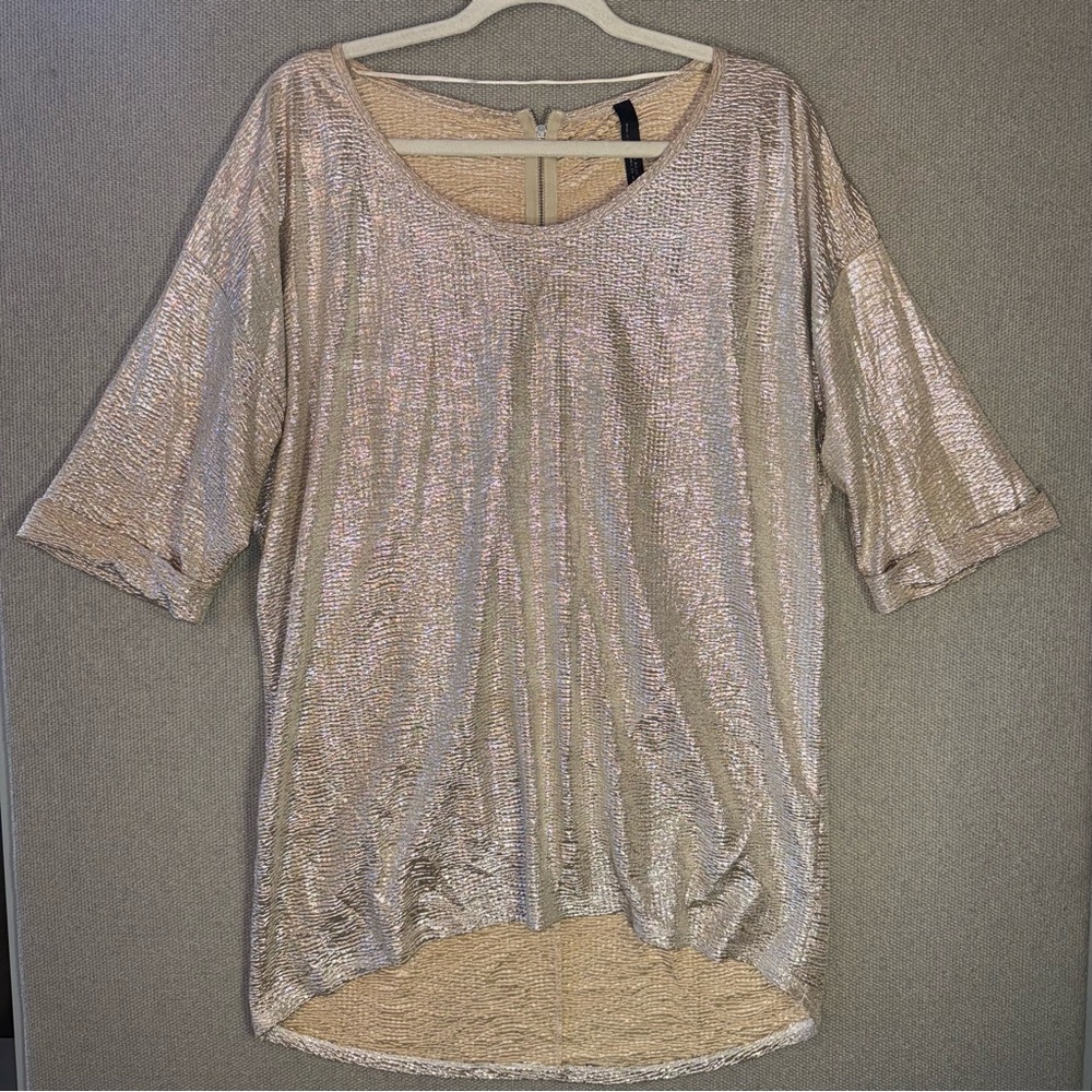 Zara Size Medium Basic Evening Metallic Gold Tuni… - image 1